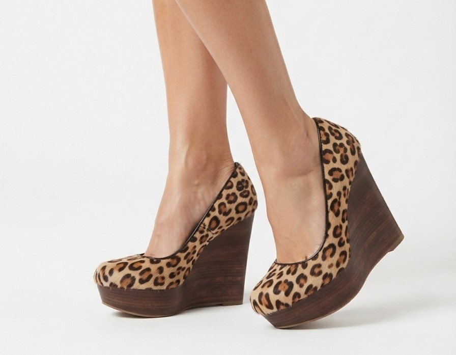 Zapatos 100% Cuero Taco Cuña Leopardo y Plataforma de Madera STEVE MADDEN (36 - 36.5) 1