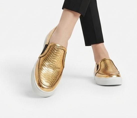 Zapatillas Slip-On Doradas Textura Serpiente NINE WEST (37) NUEVO 3