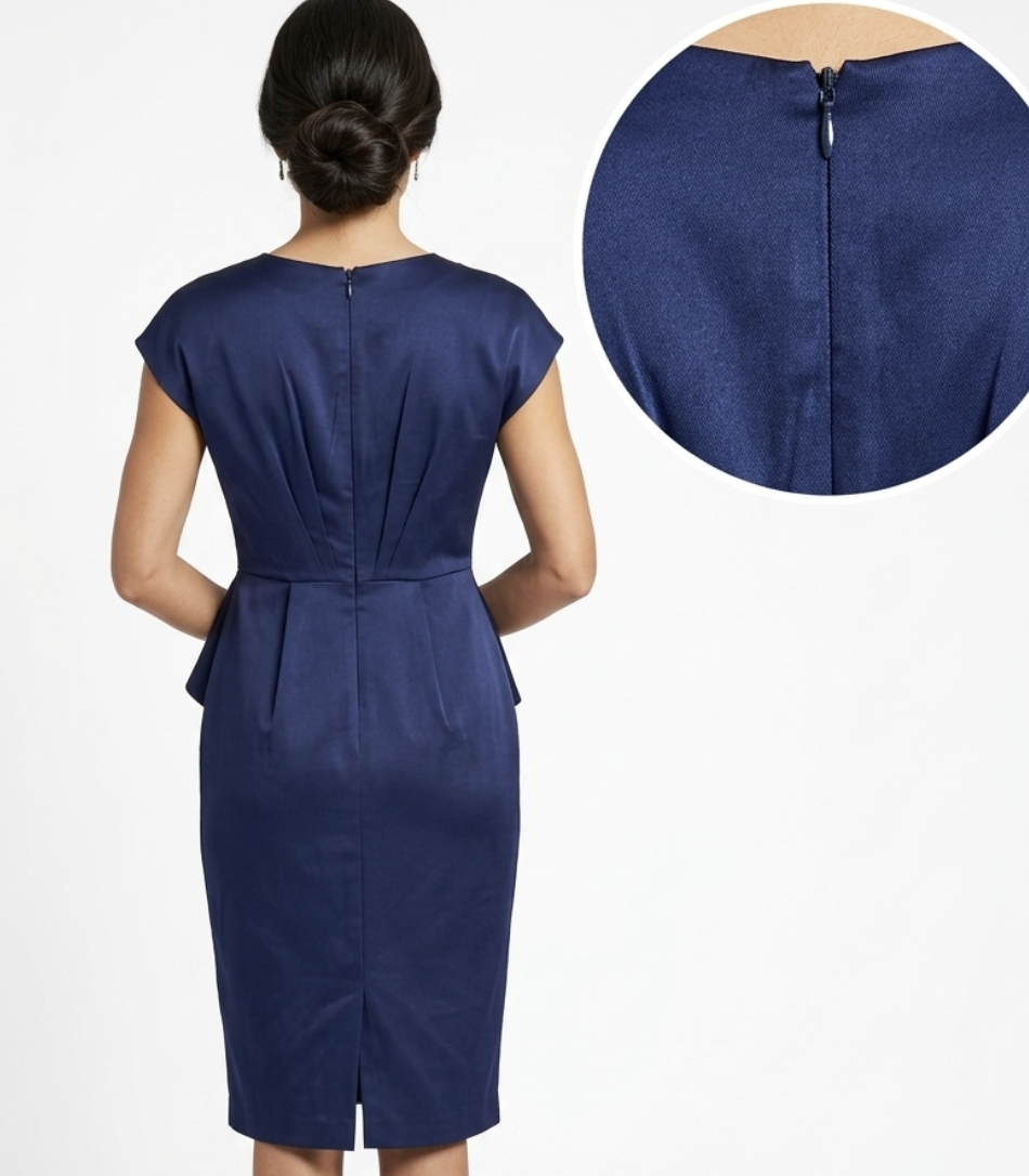 Vestido Cóctail Satín Pedrería Drapeado AIDAN MATTOX (M) NUEVO CON ETIQUETAS 3