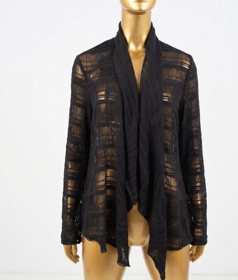 Cárdigan Tapado Negro Calado semitransparente (XL) NUEVO 4