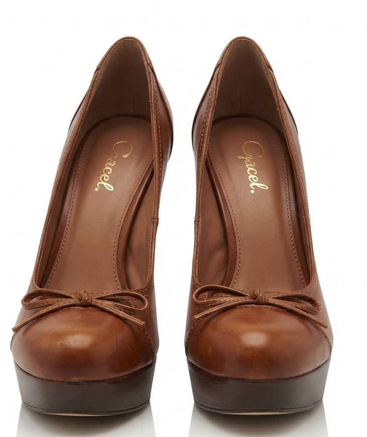 Zapatos 100% Cuero Tacón con Plataforma y Lazo GACEL (40) 2