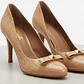 Zapatos 100% Cuero Nude Texturizado Croco con Puntera de Charol y Moño (36) NUEVO  - Miniatura 1