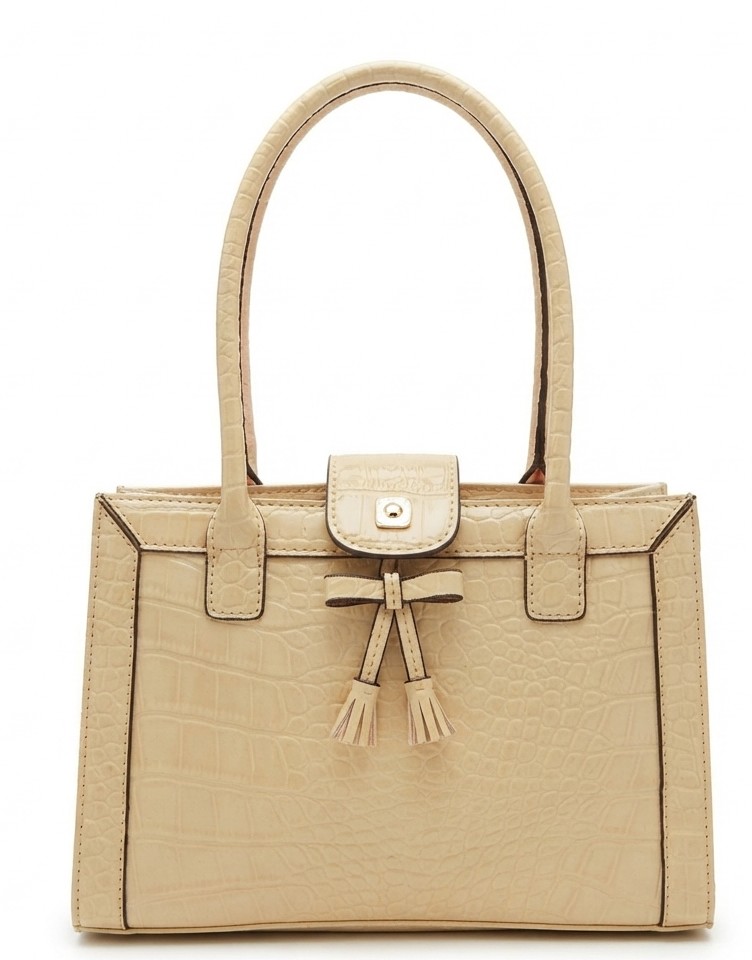 Cartera Vintage Estructurada Beige Textura Croco LIZ CLAIBORNE 2