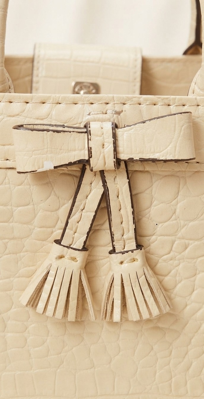 Cartera Vintage Estructurada Beige Textura Croco LIZ CLAIBORNE 5