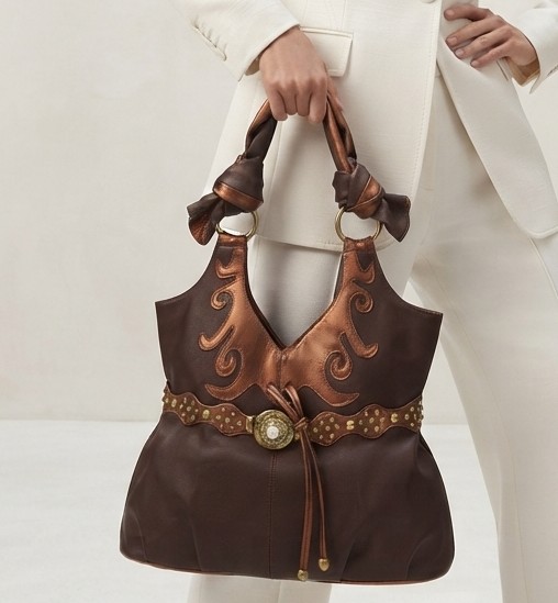 Cartera Hobo Estilo Western Boho Chic Asas Anudadas y Tachas NUEVO 1
