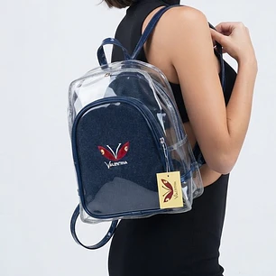 Mochila Transparente con Neceseres Interiores Denim VALENTINA NUEVO