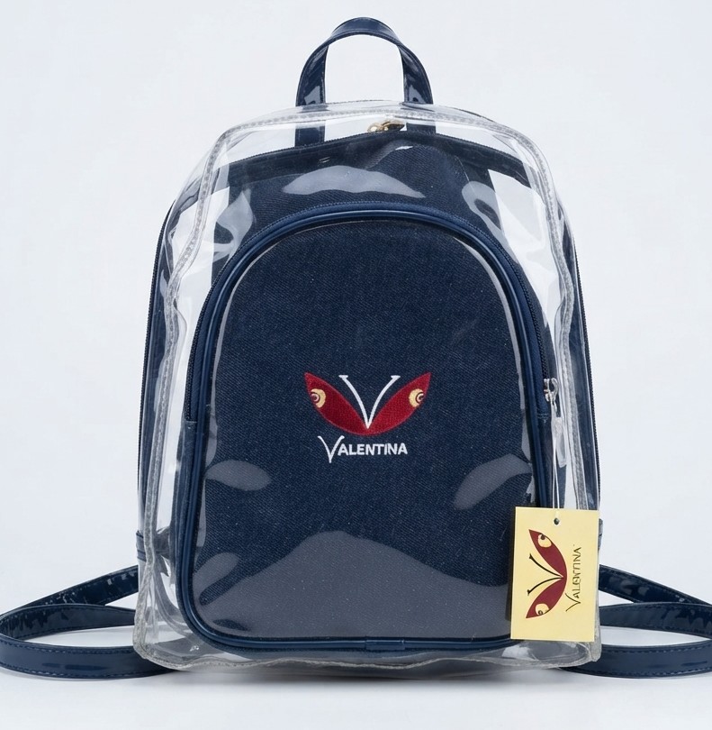 Mochila Transparente con Neceseres Interiores Denim VALENTINA NUEVO 3