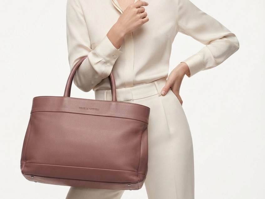Bolso Tote 100% Cuero Hecho en Italia Tono Granate BRUNELLO CUCINELLI  1