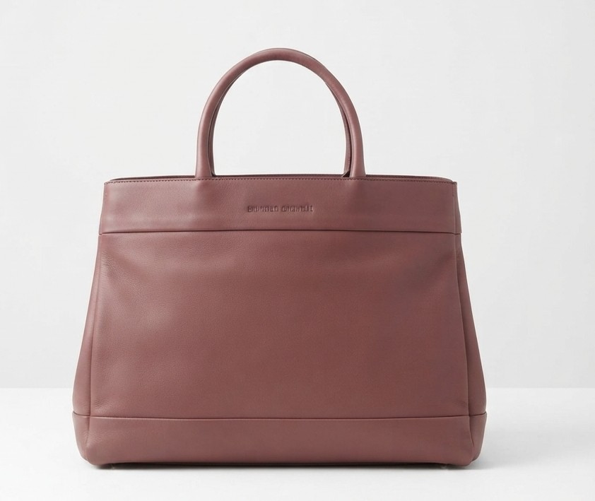 Bolso Tote 100% Cuero Hecho en Italia Tono Granate BRUNELLO CUCINELLI  3