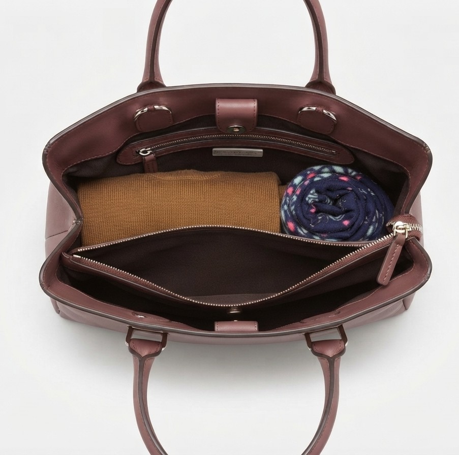 Bolso Tote 100% Cuero Hecho en Italia Tono Granate BRUNELLO CUCINELLI  6