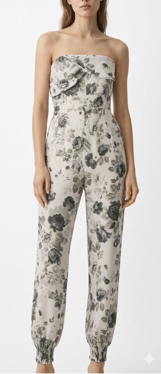Enterito Largo Jogger Bandeau Floral PIAZZA ITALIA (S) NUEVO CON ETIQUETAS 1