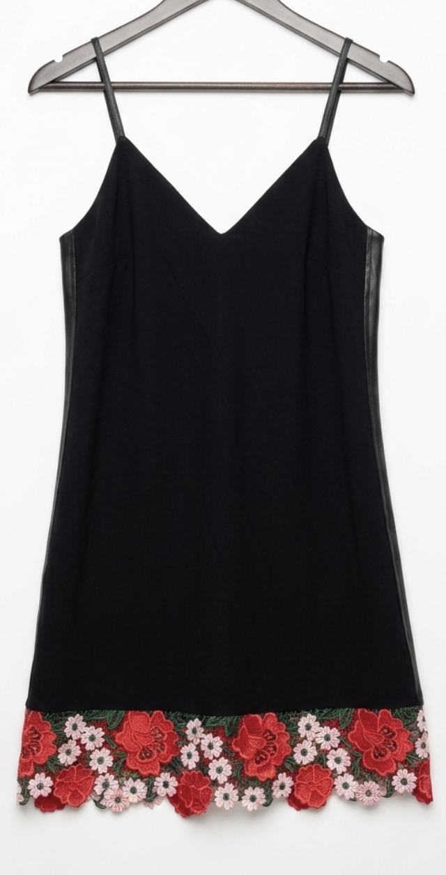 Vestido Lencero Ecocuero Encaje Flores ZARA (S) NUEVO  4