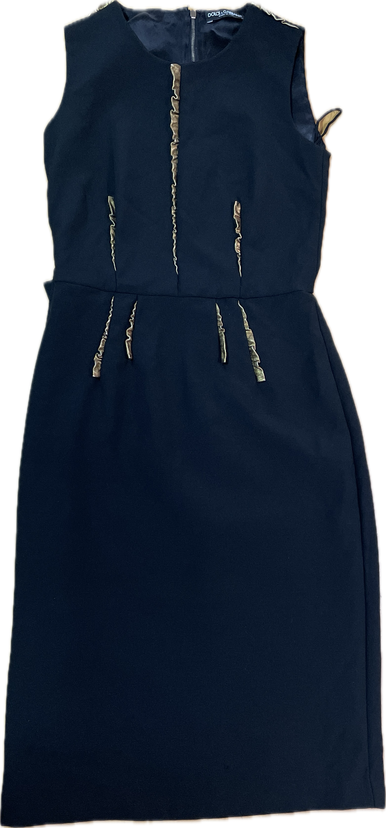 Vestido Tubo 100% Lana Virgen Vuelos Cuero Cordero DOLCE & GABBANA (S) 8