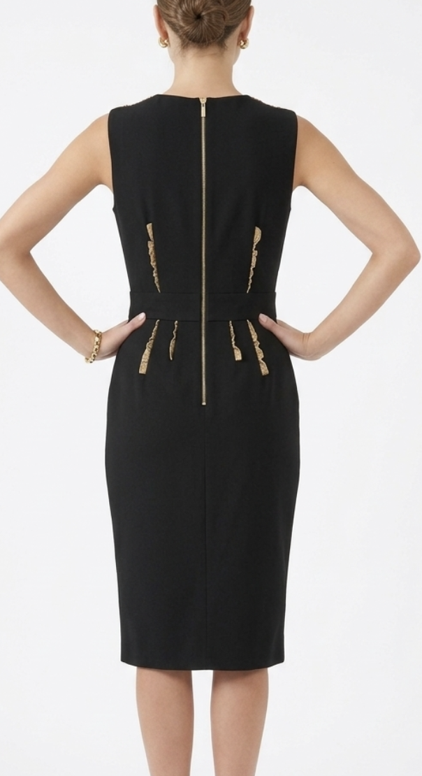 Vestido Tubo 100% Lana Virgen Vuelos Cuero Cordero DOLCE & GABBANA (S) 2