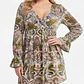 Vestido Corto Velvet Paisley Manga Larga / Boho Chic FREE PEOPLE (XS) SHOWROOM - Miniatura 1