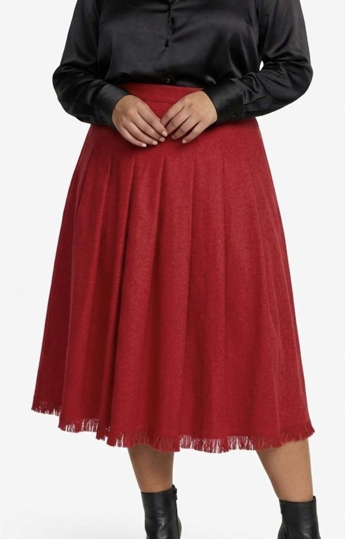 Falda Maxi Plisada 60% Lana Rojo Cherry CHAUS (M-L) NUEVO CON ETIQUETAS 1