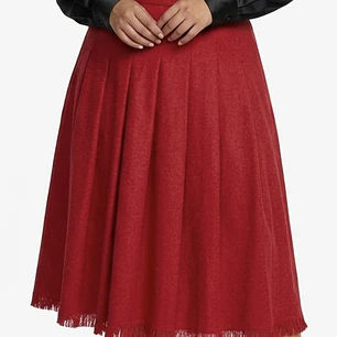 Falda Maxi Plisada 60% Lana Rojo Cherry CHAUS (M-L) NUEVO CON ETIQUETAS