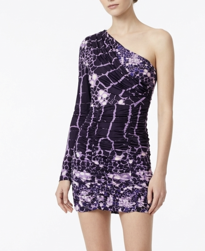 Vestido Aligator Lace Un Hombro 23% Seda TIBI NEW YORK (XS) SHOWROOM 2