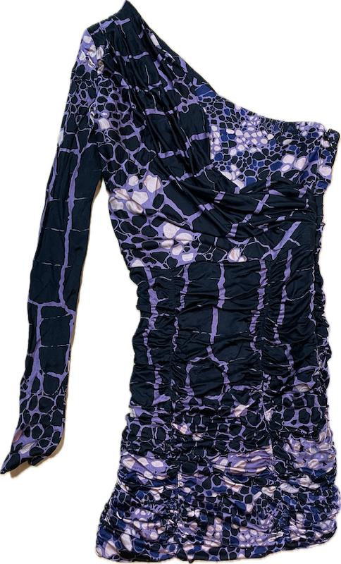 Vestido Aligator Lace Un Hombro 23% Seda TIBI NEW YORK (XS) SHOWROOM 5