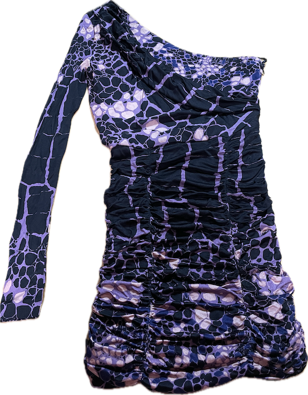 Vestido Aligator Lace Un Hombro 23% Seda TIBI NEW YORK (XS) SHOWROOM 6
