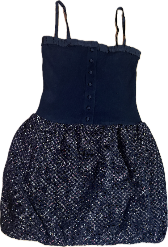 Vestido Corpiño Tweed Falda Globo CYNTHIA ROWLEY (XS) SHOWROOM 3