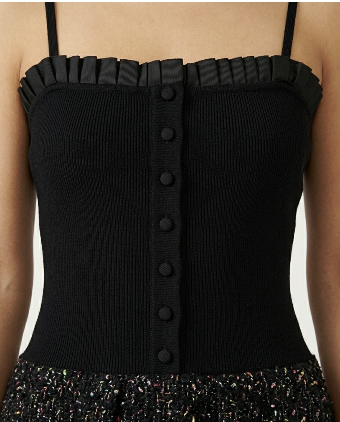 Vestido Corpiño Tweed Falda Globo CYNTHIA ROWLEY (XS) SHOWROOM 2