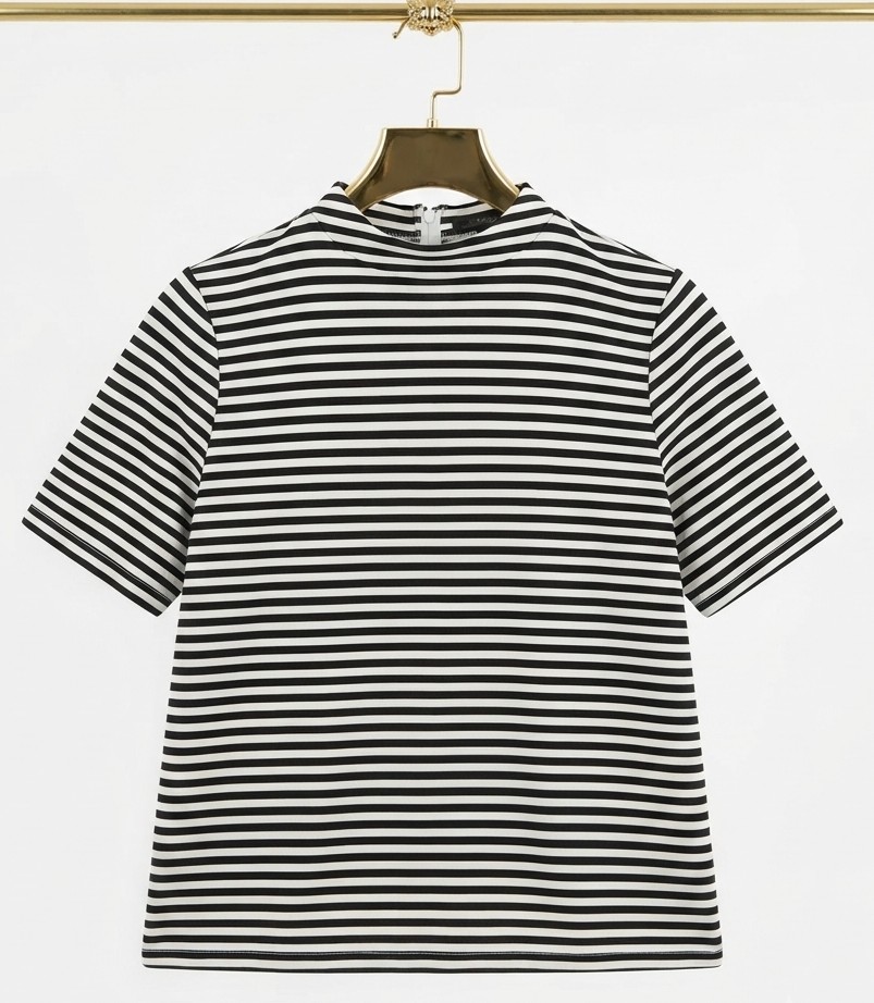 Polera Top Cuello Alto Manga Corta a Rayas LAFAYETTE 148 N.Y (L) SHOWROOM 1
