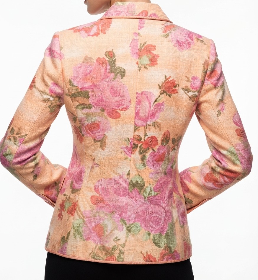 Blazer Estampado Floral Tonos Rosa y Salmón VILLAGER (L-XL) NUEVO 3