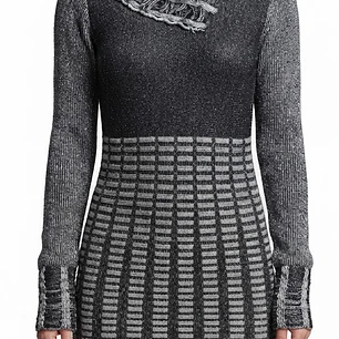 Vestido Sueter de Punto con Cuello Desbocado ELENA WANG (M) NUEVO