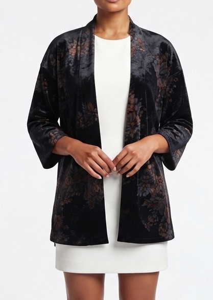 Chaqueta Kimono de Terciopelo con Estampado Floral LOFT (Talla Unica) SHOWROOM 1