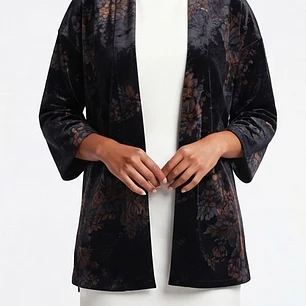 Chaqueta Kimono de Terciopelo con Estampado Floral LOFT (Talla Unica) SHOWROOM