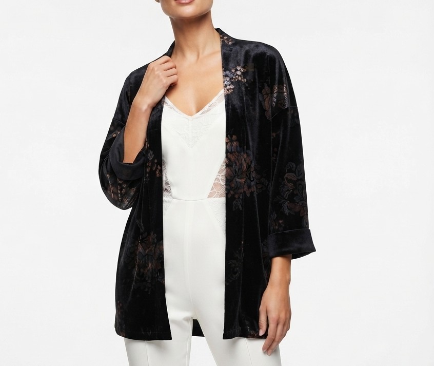 Chaqueta Kimono de Terciopelo con Estampado Floral LOFT (Talla Unica) SHOWROOM 4