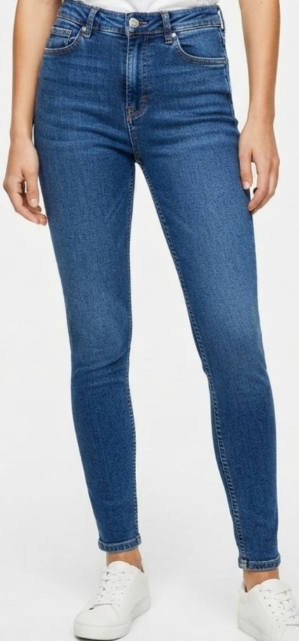 Jamie Skinny Jeans Tiro Alto Azul Medio TOPSHOP (S-34) NUEVO CON ETIQUETAS 1
