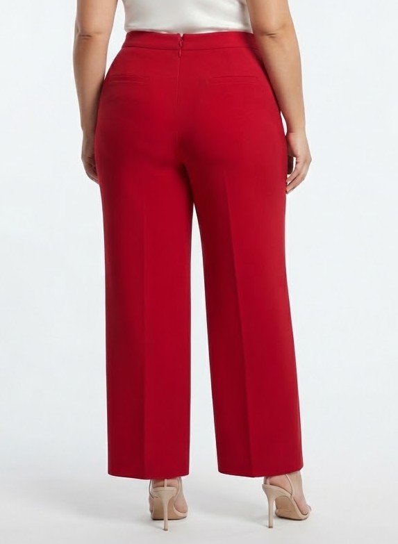 Pantalón De Vestir Rojo Recto SONIA MELEJ (XL-46) NUEVO CON ETIQUETAS 2