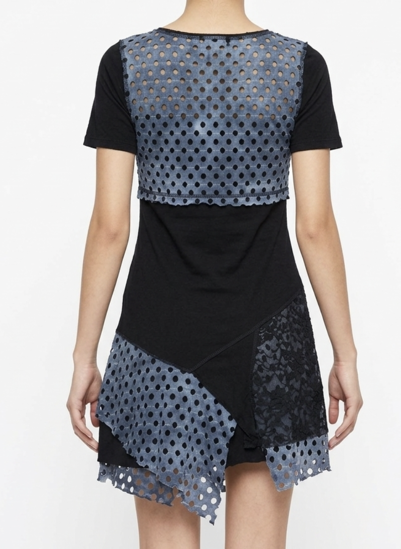 Vestido Patchwork Encaje Brillos BNY'S (S) NUEVO 2