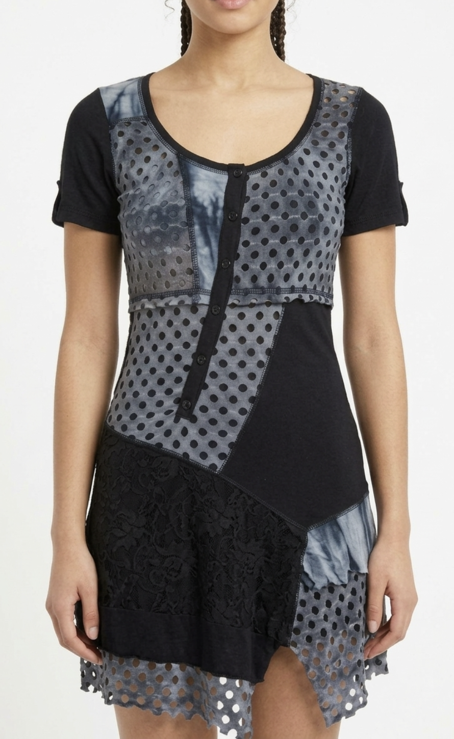 Vestido Patchwork Encaje Brillos BNY'S (S) NUEVO 1