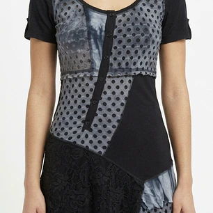 Vestido Patchwork Encaje Brillos BNY'S (S) NUEVO