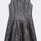 Vestido De Fiesta Brocado Plateado / Negro Con Pliegues BLACK LABEL (XL) NUEVO - Miniatura 2