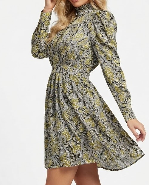 Vestido Corto con Cuello alto y Estampado Psicodélico TOPSHOP (S) NUEVO  2