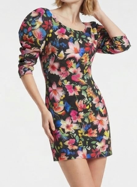 Vestido Floral con Mangas Abullonadas y Escote en V Posterior NICOPOLY (M-L) NUEVO CON ETIQUETAS 1