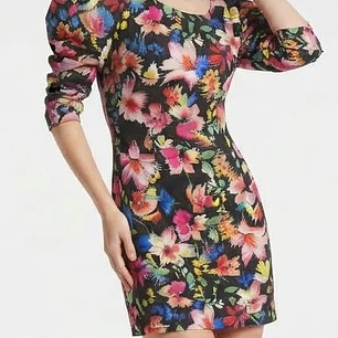 Vestido Floral con Mangas Abullonadas y Escote en V Posterior NICOPOLY (M-L) NUEVO CON ETIQUETAS