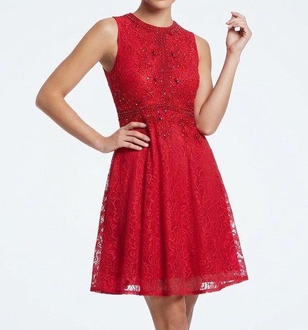 Vestido de Fiesta de Encaje Bordado y Pedrería MISS SELFRIDGE (M) SHOWROOM 1