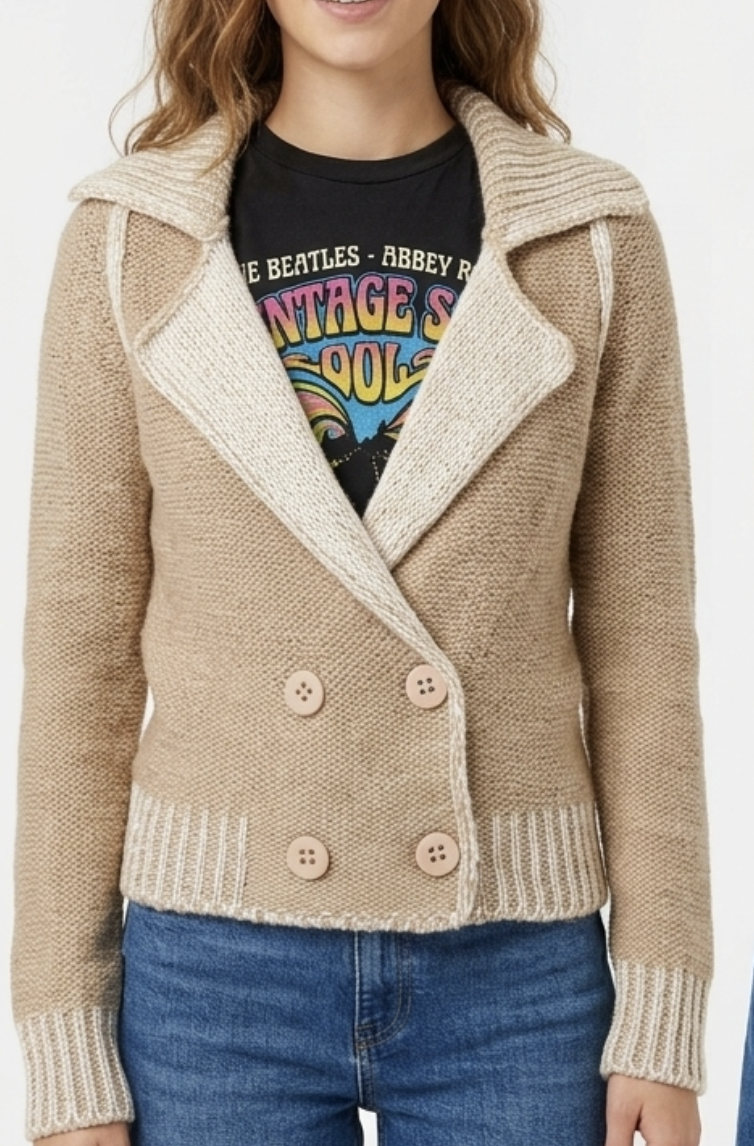 Cardigan Cruzado 30% Lana Estética Y2K Romantic MADE IN ITALY (S) 1