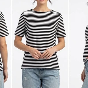 Polera Top Cuello Alto Manga Corta a Rayas LAFAYETTE 148 N.Y (L) SHOWROOM