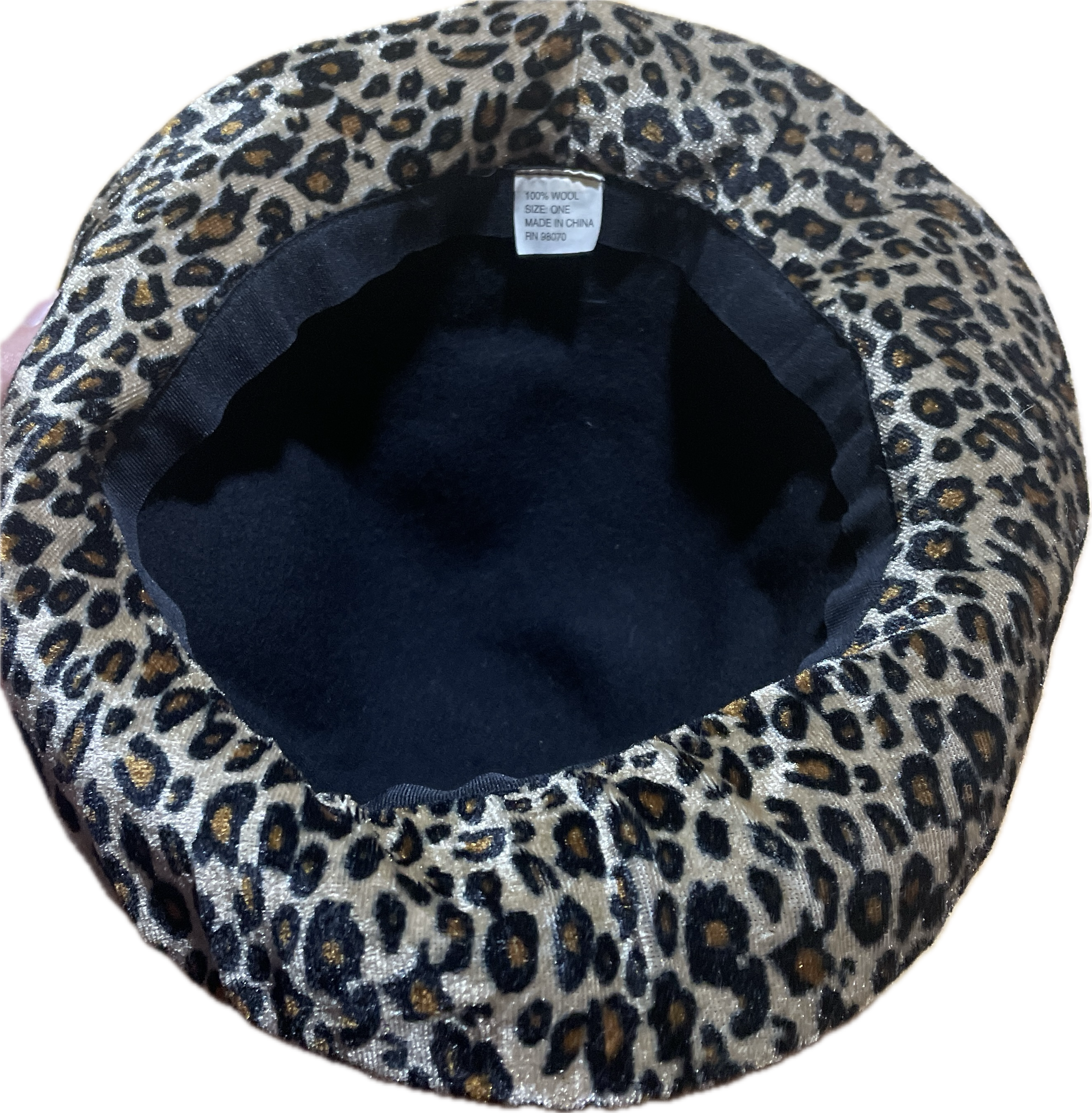 Sombrero Bowler 100% Lana Negro/Cheetah Y2K (XS) TRUE VINTAGE 4