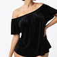 Blusa Negra de Terciopelo con Escote Hombros Descubiertos (XL) NUEVO - Miniatura 1