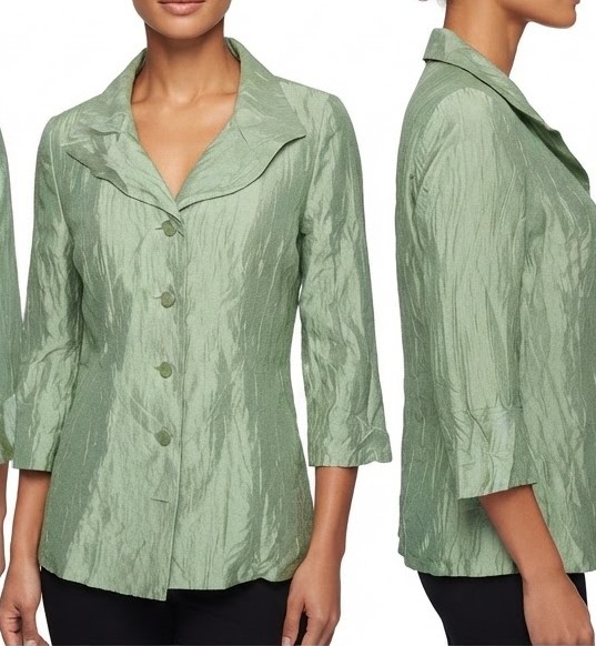 Blusa Blazer 100% Lino Verde Salvia Manga 3/4 CLASSIQUE ENTIER ATELIER (M) SHOWROOM 1