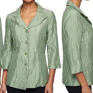 Blusa Blazer 100% Lino Verde Salvia Manga 3/4 CLASSIQUE ENTIER ATELIER (M) SHOWROOM