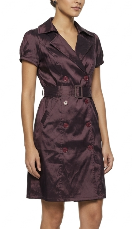 Vestido Trench Cruzado Tafetan Satinado  OC BY OLEG CASSINI (M) TRUE VINTAGE 1