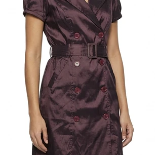Vestido Trench Cruzado Tafetan Satinado  OC BY OLEG CASSINI (M) TRUE VINTAGE